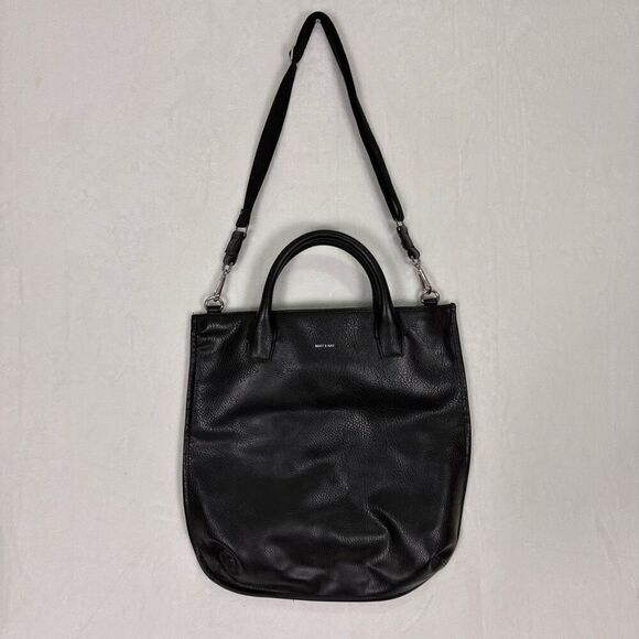 Matt & Nat Black Vegan Leather Large Tote Bag Purse with Long Strap - Picture 1 of 13